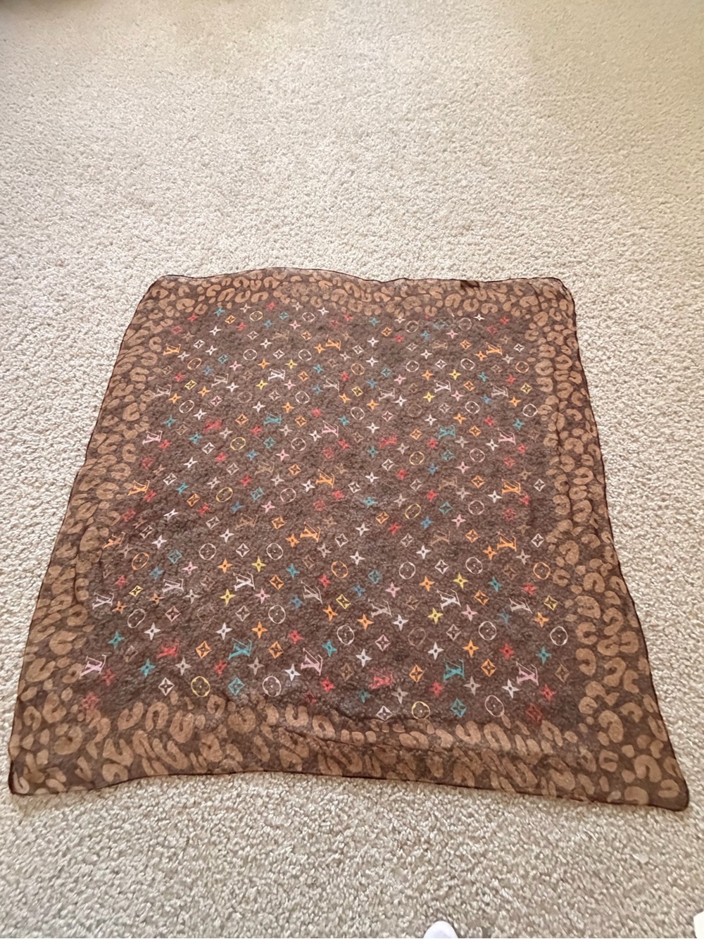 Louis Vuitton Brown Monogram Multicolor Leopard Border Throw